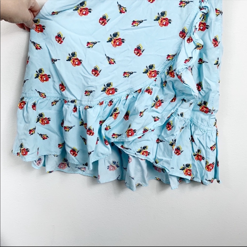 J Crew Faux-Wrap dress Roses Print Blue2 #J4556 - Picture 4 of 8